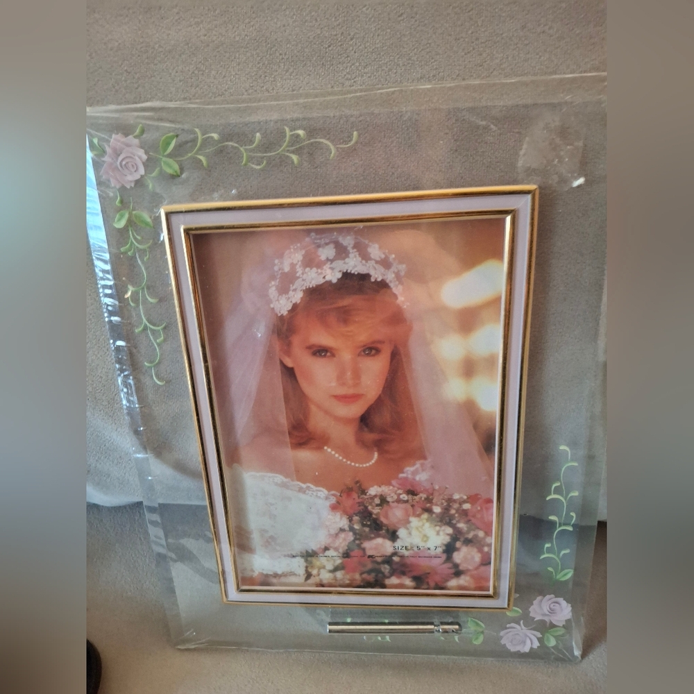 Floral Wedding Photo Frame with Bride Portrait